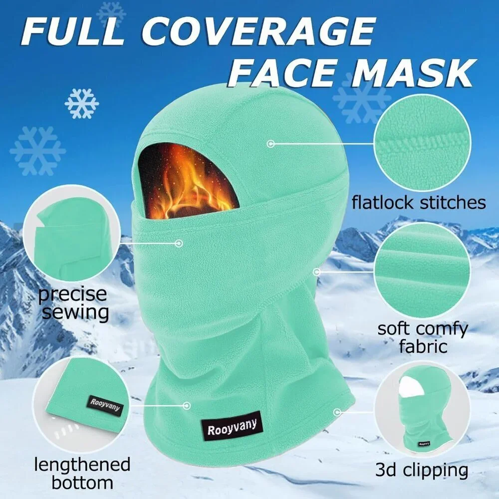 Women's Lake Blue Balaclava Mask Warm Windproof Lightweight Winter Face Mask